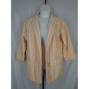 Fashion Nova Yellow Stripe Open Front Blazer Jacket Sz 2X NEW